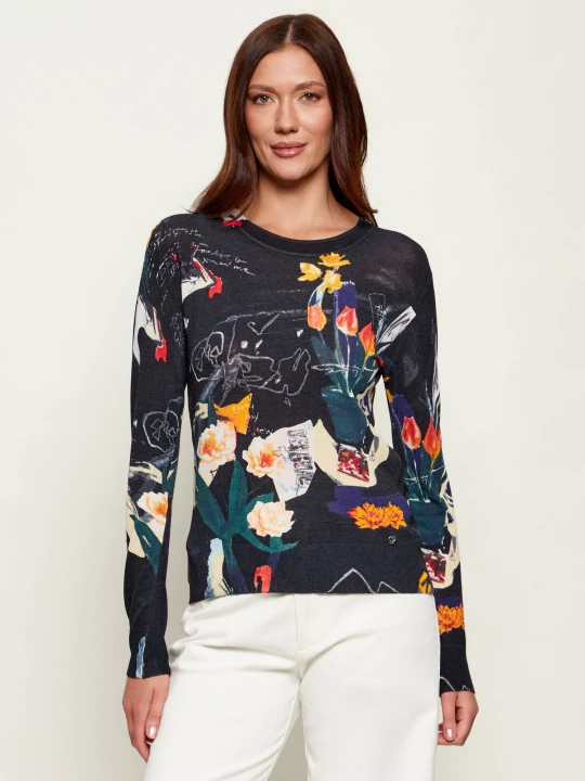 Zdjęcie produktu Desigual Sweter Nantes Lacroix | Slim Fit | z dodatkiem lnu