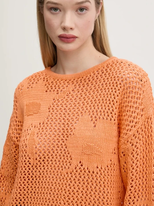 Zdjęcie produktu Desigual sweter z domieszką lnu BRUMA pomarańczowy