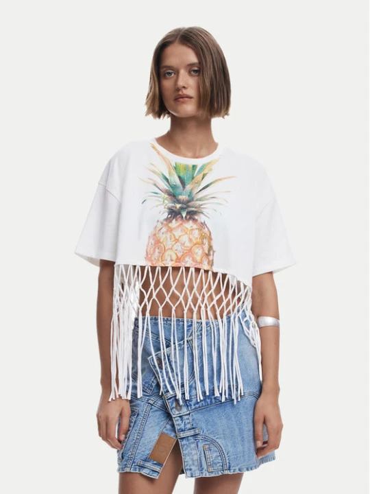 Zdjęcie produktu Desigual T-Shirt 25SWTKAN Écru Regular Fit Kremowy