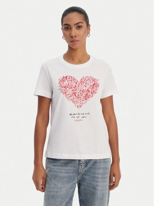 Zdjęcie produktu Desigual T-Shirt 26SWTK06 Biały Regular Fit
