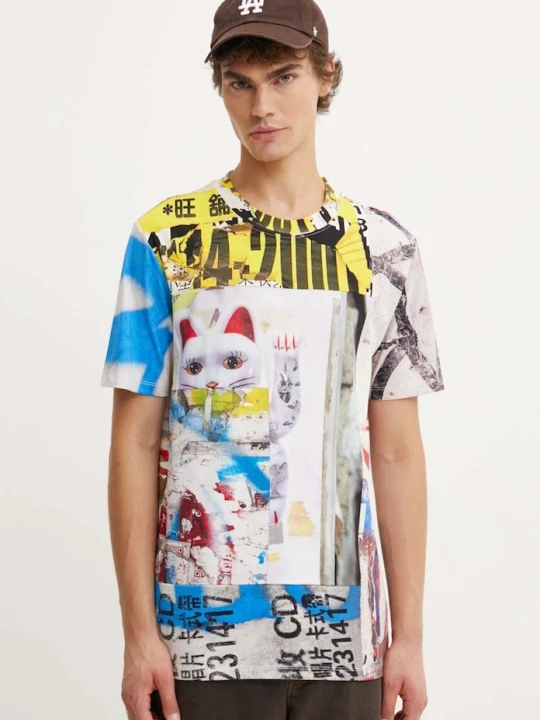 Zdjęcie produktu Desigual t-shirt bawełniany ASAF beżowy
