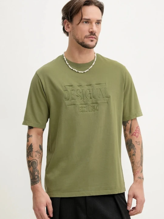 Zdjęcie produktu Desigual t-shirt bawełniany WASHINGTONGR zielony