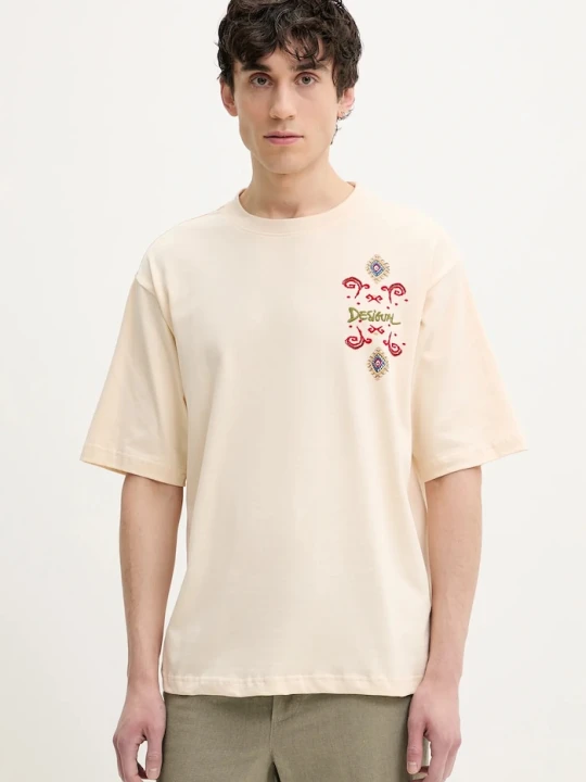 Zdjęcie produktu Desigual t-shirt bawełniany WISCONSIN beżowy