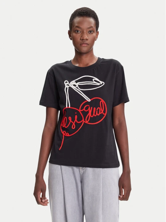 Zdjęcie produktu Desigual T-Shirt Berlin 25WWTK51 Czarny Regular Fit