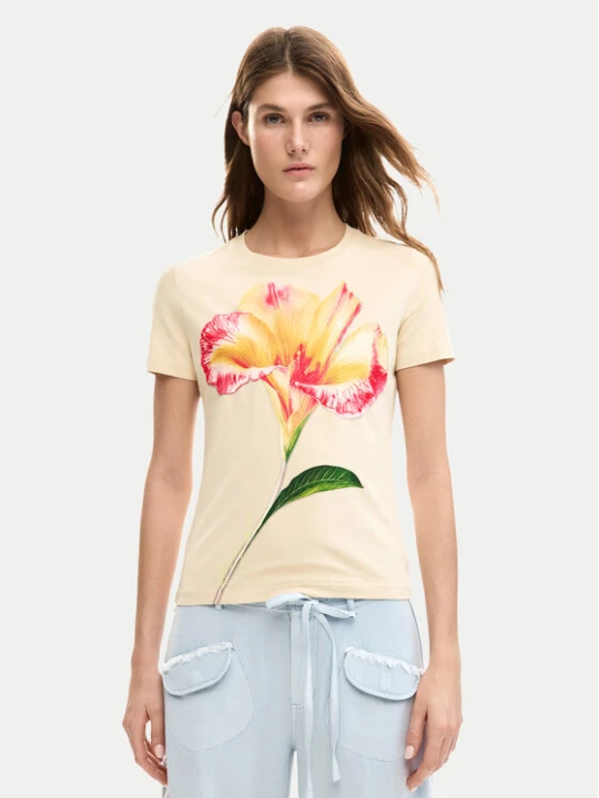 Zdjęcie produktu Desigual T-Shirt Estocolmo 26SWTK03 Beżowy Regular Fit