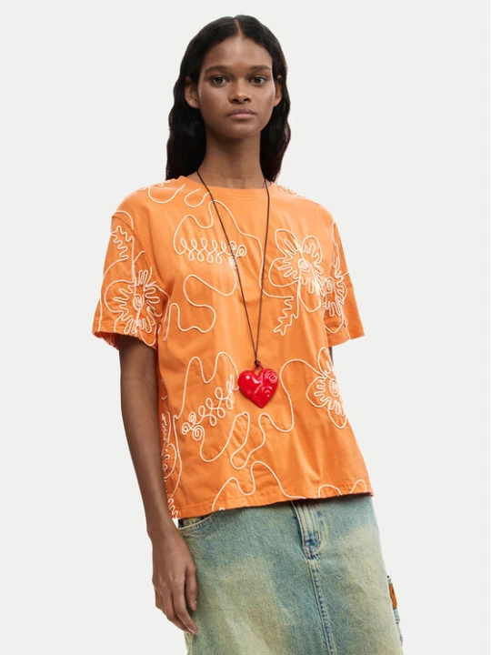 Zdjęcie produktu Desigual T-Shirt Genova 26SWTK48 Pomarańczowy Regular Fit