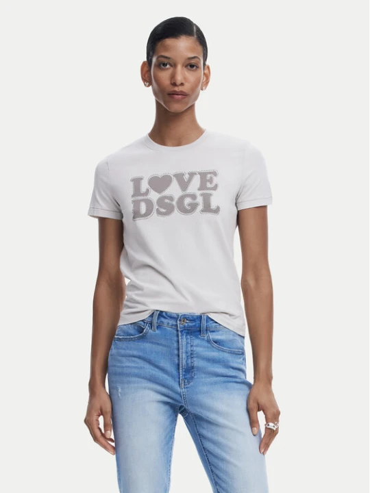 Zdjęcie produktu Desigual T-Shirt Love Dsgl 25SWTK10 Szary Regular Fit