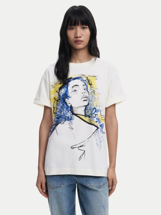 Zdjęcie produktu Desigual T-Shirt Portrait 25WWTK05 Biały Loose Fit