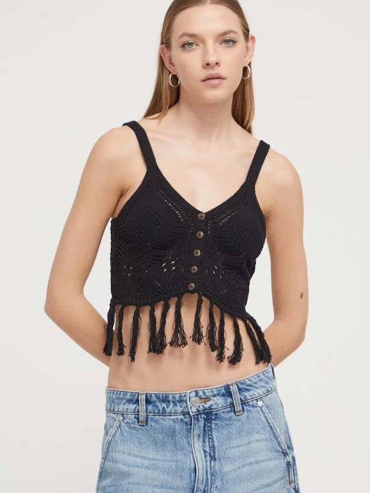 Zdjęcie produktu Desigual top plażowy bawełniany TOP MADAGASCAR czarny