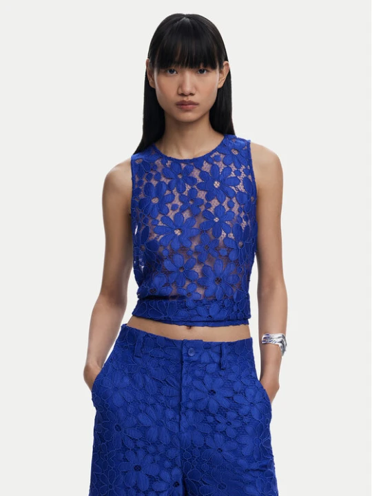 Zdjęcie produktu Desigual Top Tanatos 25SWBW25 Niebieski Slim Fit