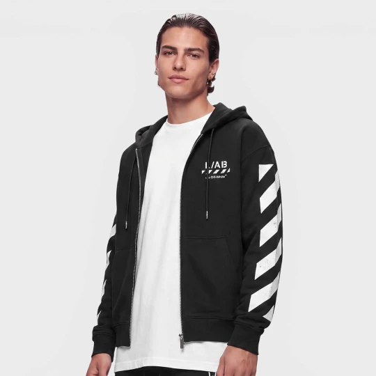 Zdjęcie produktu Diagonal Full Zip Hoodie Off White czarny