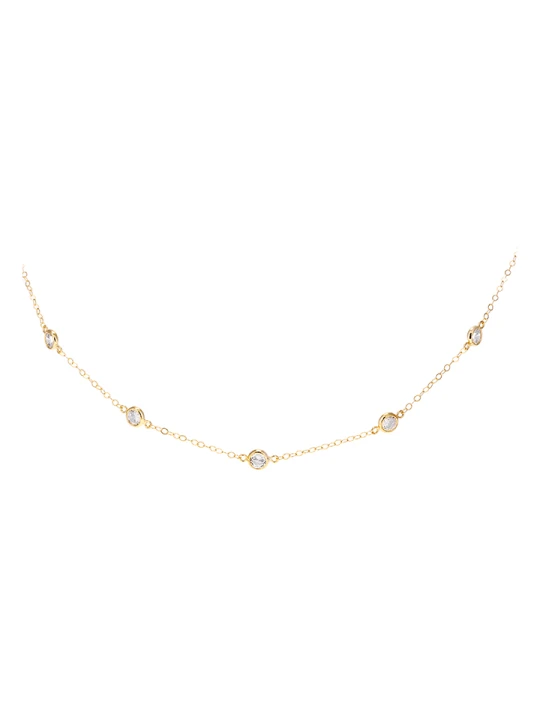 Zdjęcie produktu Diamant Exquis Złoty naszyjnik z cyrkoniami - dł. 45 cm rozmiar: onesize