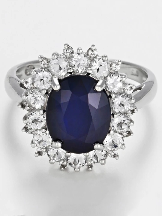 Zdjęcie produktu ATELIER DU DIAMANT Złoty pierścionek "Soleil Bleu" z diamentami rozmiar: 55