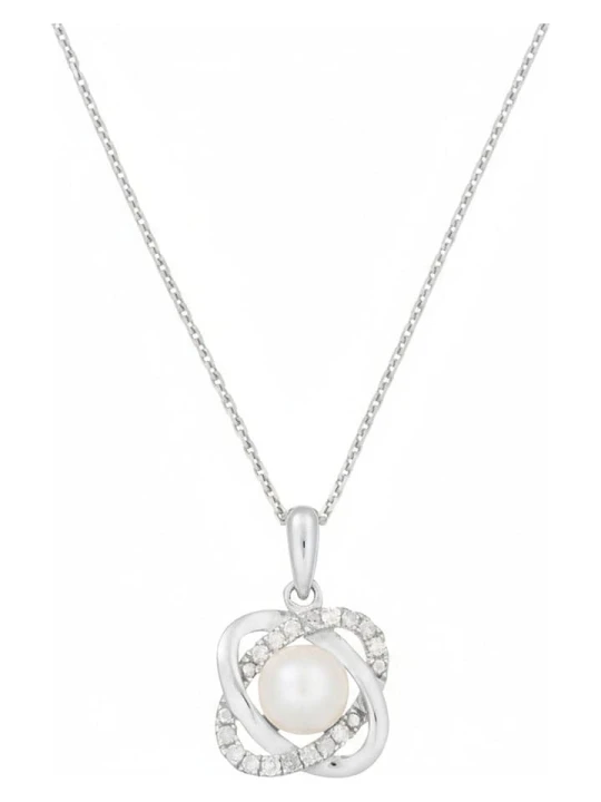 Zdjęcie produktu DIAMOND & CO Złota zawieszka "Gostivar" z diamentami i perłą rozmiar: onesize srebrny