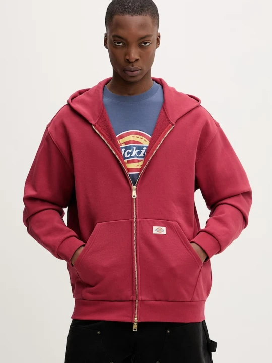 Zdjęcie produktu Dickies bluza rozpinana z kapturem męska z bawełną czerwony