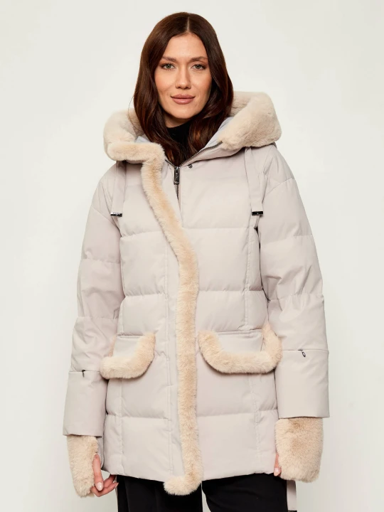 Zdjęcie produktu Diego M Puchowa kurtka | Oversize fit | z dodatkiem wełny beżowy
