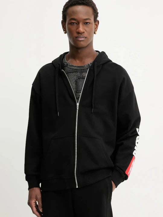Zdjęcie produktu Diesel bluza bawełniana S-BOXT-ZIP-HOOD-DIV czarny