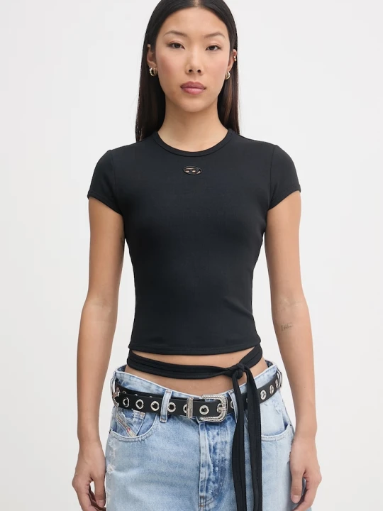 Zdjęcie produktu Diesel crop top damski bawełniany T-BUNNY-TAIL-S1 czarny