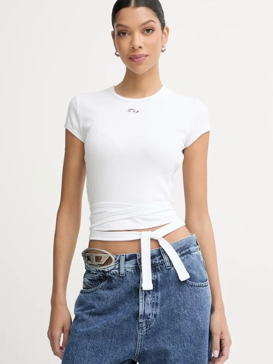 Zdjęcie produktu Diesel crop top damski bawełniany T-BUNNY-TAIL-S1 biały