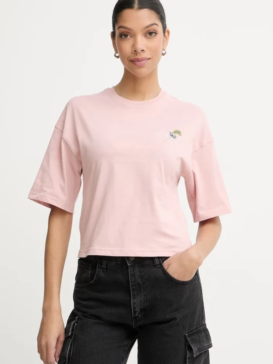 Zdjęcie produktu Diesel crop top damski bawełniany T-CROPYN różowy