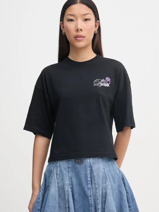 Zdjęcie produktu Diesel crop top damski bawełniany T-CROPYN czarny