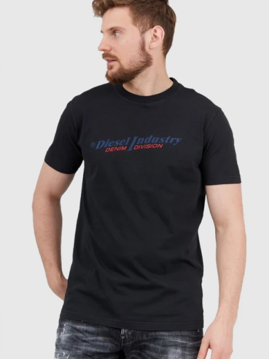 Zdjęcie produktu DIESEL Czarny t-shirt męski z granatowym logo, Rozmiar S