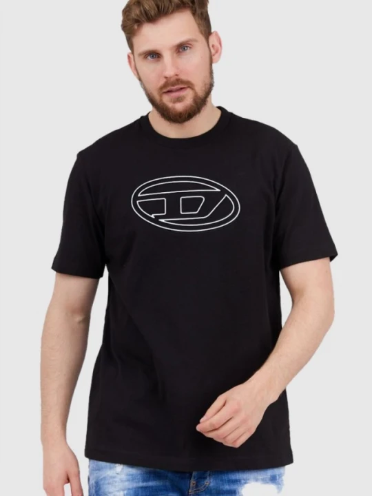 Zdjęcie produktu DIESEL Czarny t-shirt męski z wytłaczanym logo, Rozmiar S