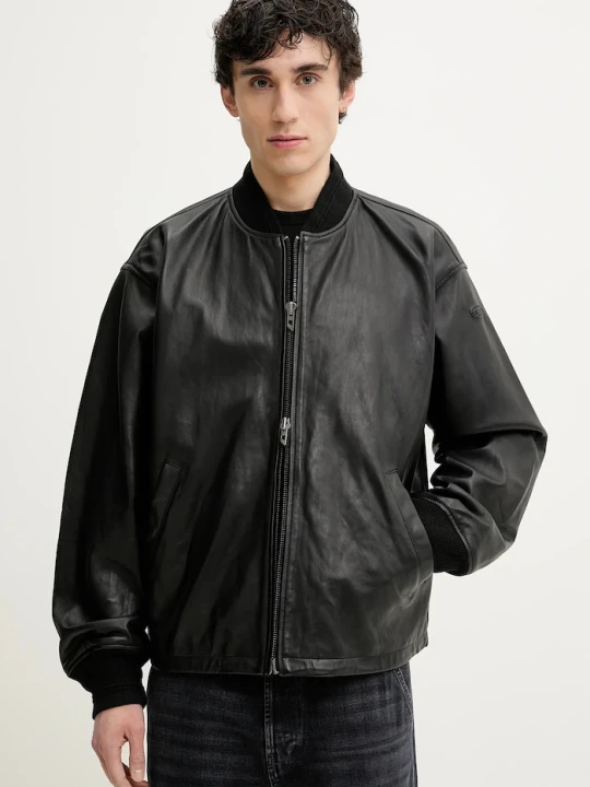 Zdjęcie produktu Diesel kurtka bomber skórzana L-KHAT JACKET czarny