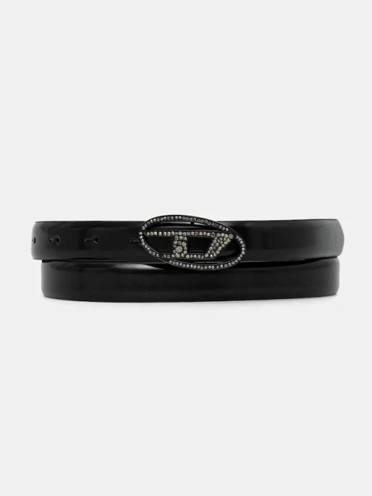 Zdjęcie produktu Diesel pasek skórzany OVAL D LOGO B-1DR STRASS 20 czarny