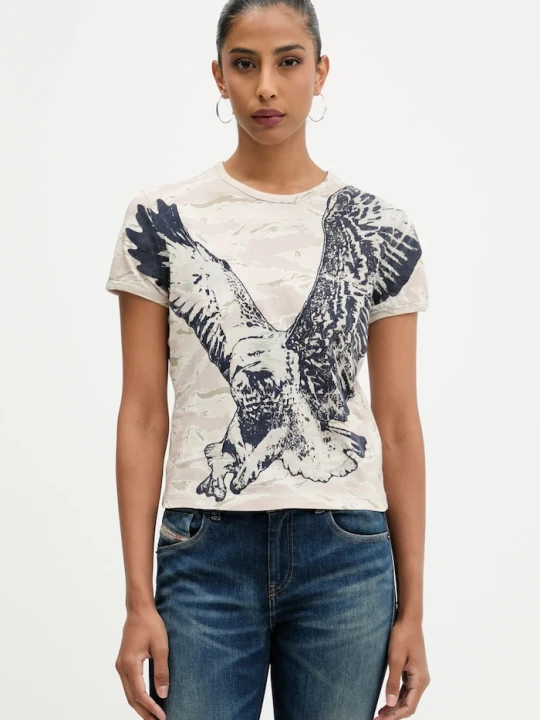 Zdjęcie produktu Diesel t-shirt bawełniany T-UNCUTIE-LONG-R1 beżowy
