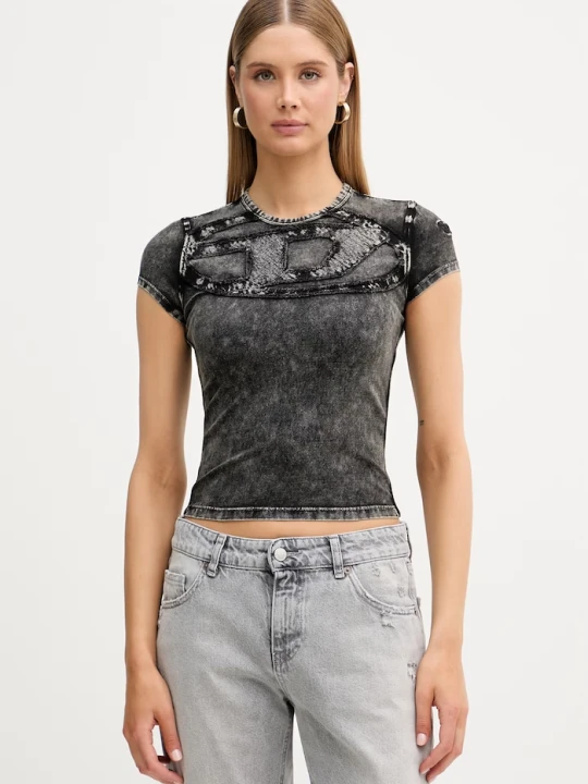 Zdjęcie produktu Diesel T-shirt damski bawełniany z elastanem T-MELY-CUP czarny