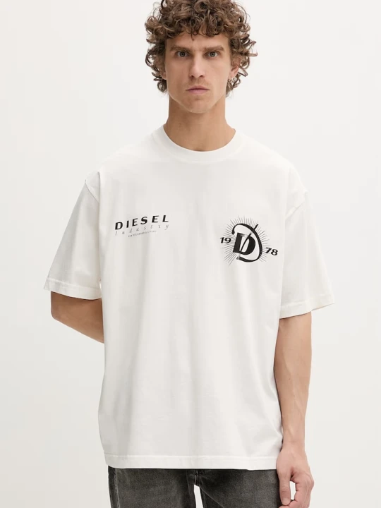 Zdjęcie produktu Diesel t-shirt męski bawełniany T-BOGGY-V6 beżowy