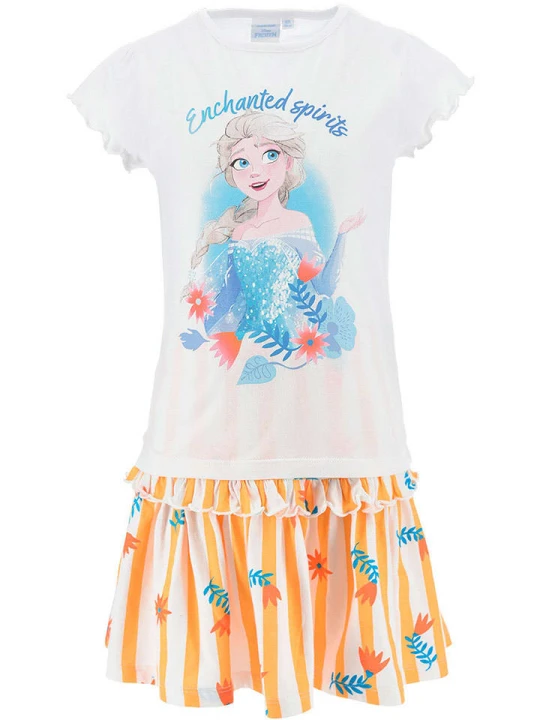 Zdjęcie produktu Disney Frozen 2-częściowy zestaw "Kraina Lodu" w kolorze pomarańczowo-białym ze wzorem rozmiar: 104