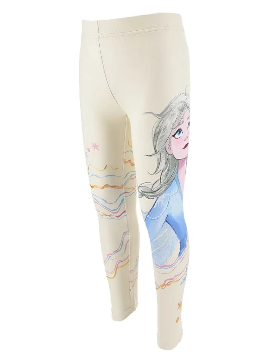 Zdjęcie produktu Disney Frozen Legginsy "Kraina Lodu" w kolorze kremowym rozmiar: 98 / 104