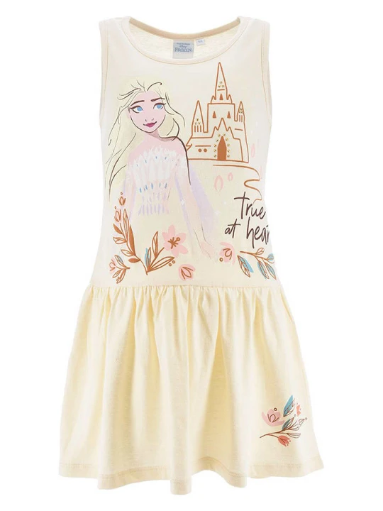 Zdjęcie produktu Disney Frozen Sukienka "Kraina Lodu" w kolorze kremowym rozmiar: 128
