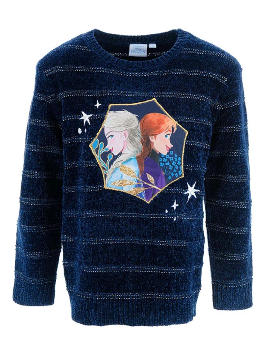 Zdjęcie produktu Disney Frozen Sweter "Kraina Lodu" w kolorze granatowym rozmiar: 128