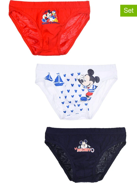 Zdjęcie produktu Disney Mickey Mouse Majtki (3 pary) "Myszka Miki" w kolorze granatowo-biało-czerwonym rozmiar: 110/116