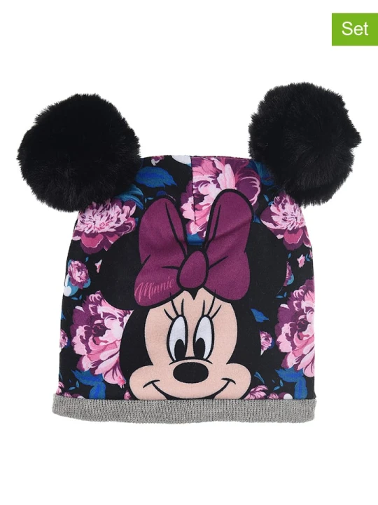 Zdjęcie produktu Disney Minnie Mouse 3-częściowy zestaw "Myszka Minnie" w kolorze fioletowo-szaro-czarnym rozmiar: 52 cm