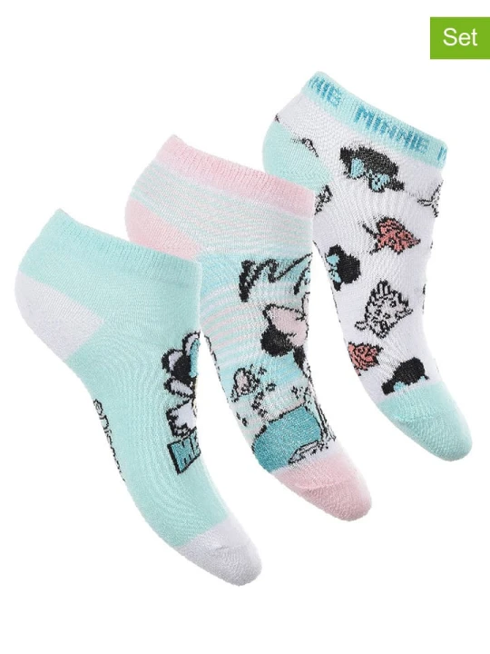 Zdjęcie produktu Disney Minnie Mouse Skarpety-stopki (3 pary) "Minnie" w różnych kolorach rozmiar: 23-26