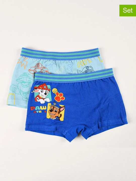 Zdjęcie produktu Disney Paw Patrol Bokserki (2 pary) "Psi Patrol" w kolorze niebiesko-błękitnym rozmiar: 110/116