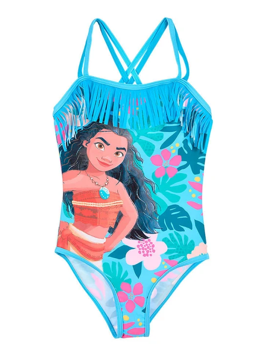 Zdjęcie produktu Disney Vaiana Strój kąpielowy "Vaiana" w kolorze niebieskim ze wzorem rozmiar: 104