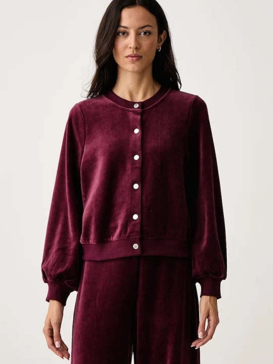 Zdjęcie produktu DKNY bluza damska welurowa bordowy