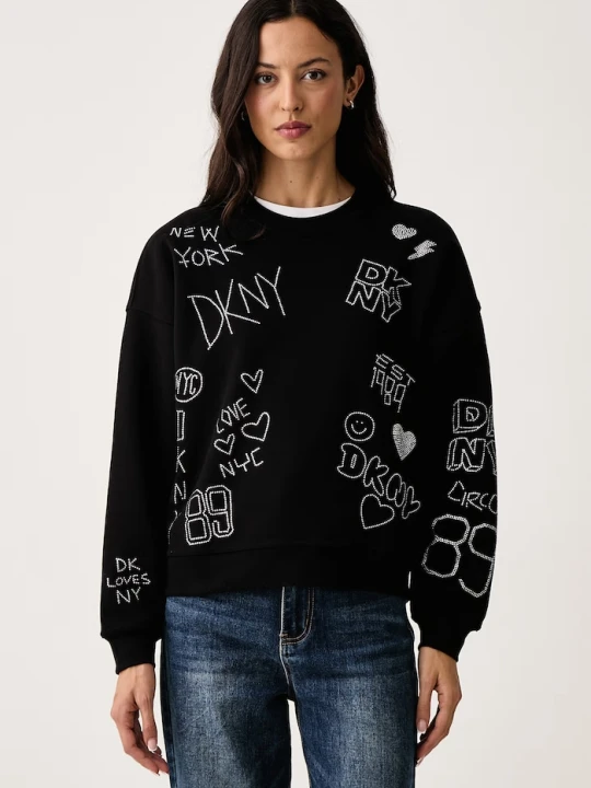 Zdjęcie produktu DKNY bluza damska z bawełną czarny