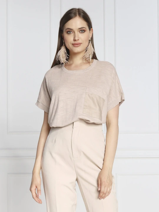 Zdjęcie produktu DKNY Bluzka | Oversize fit | z dodatkiem lnu beżowy
