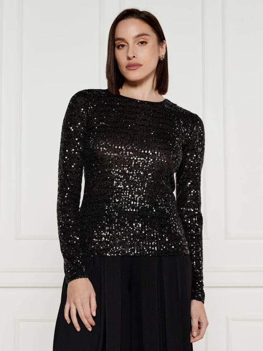 Zdjęcie produktu DKNY Bluzka PAILLETTES | Regular Fit czarny