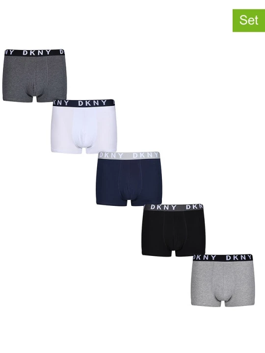 Zdjęcie produktu DKNY Bokserki (5 par) w kolorze czarno-szaro-białym rozmiar: M