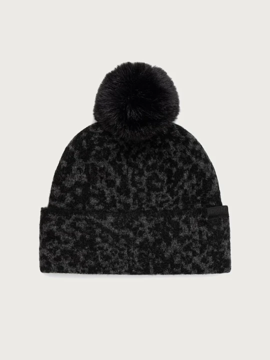 Zdjęcie produktu DKNY czapka z pomponem damska z dodatkiem wełny czarny