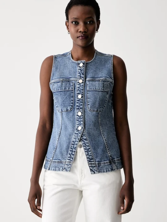 Zdjęcie produktu DKNY kamizelka jednorzędowa damska jeansowa niebieski
