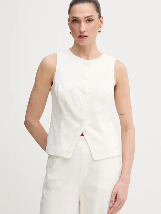 Zdjęcie produktu Dkny kamizelka z dodatkiem lnu beżowy