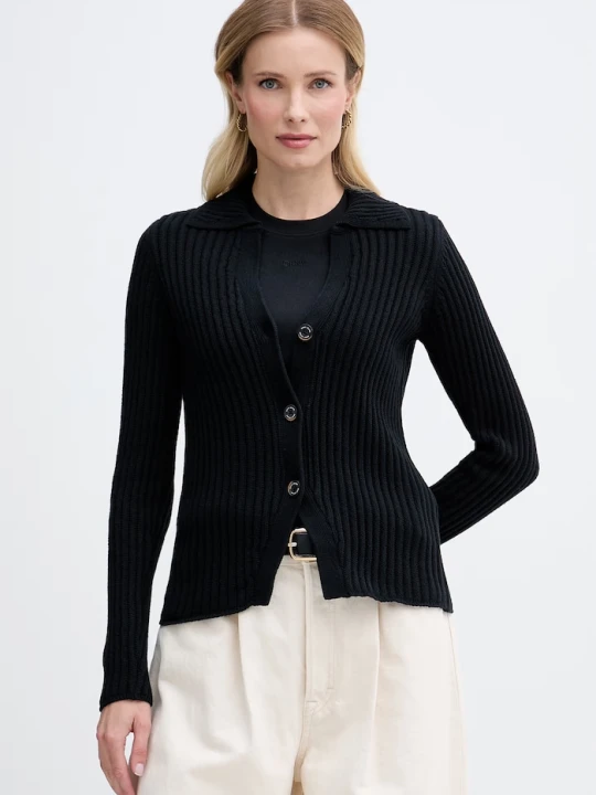 Zdjęcie produktu DKNY kardigan damski bawełniany czarny